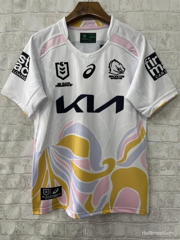 25/26 Brisbane Broncos White with Golden Pink Wave Jersey