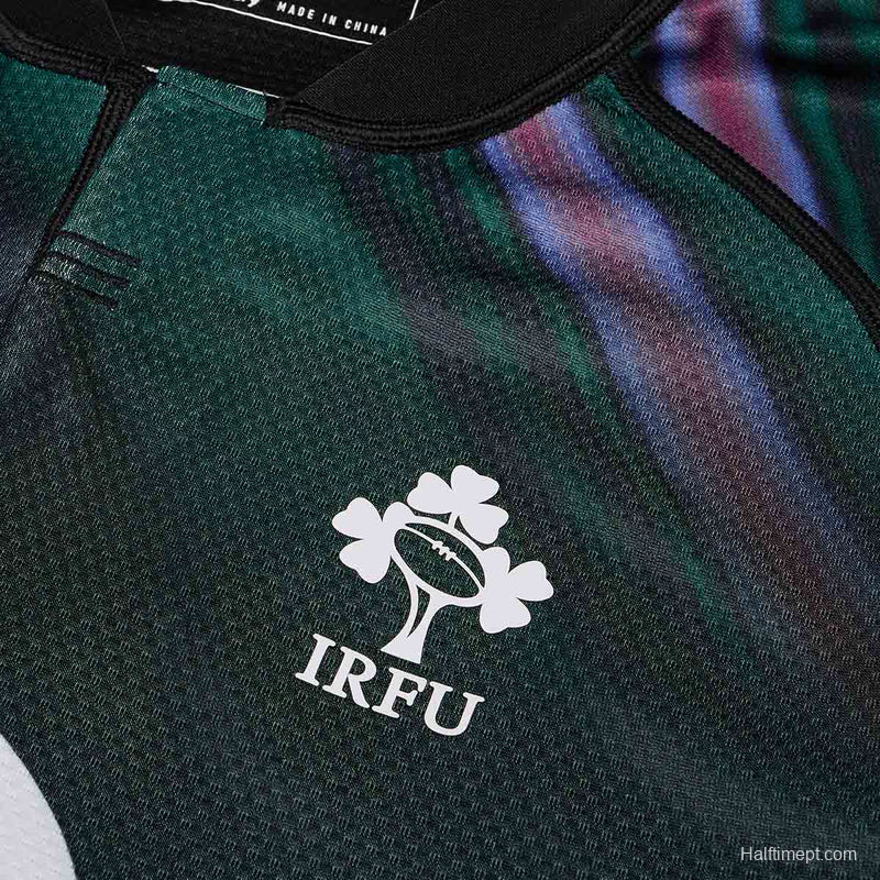 2025 Ireland Rugby Dark Green with Aurora Borealis Gradient Pattern Jersey