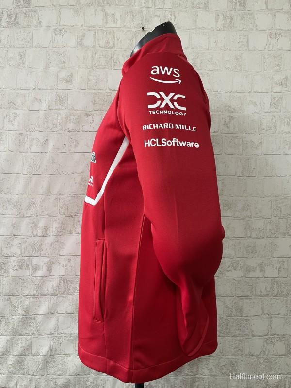 2025 F1 Scuderia Ferrari Red with White Stripe Team Jacket