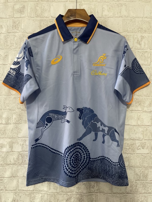 2026 Australia Wallabies Light Blue with Indigenous Art Design Jersey