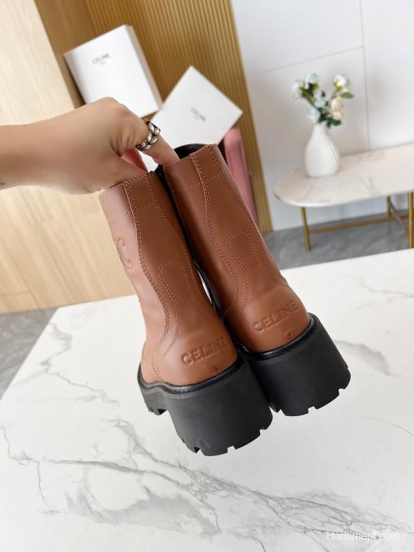 CELINE Triomphe Ankle Boots with 5cm Heel - L Y00340
