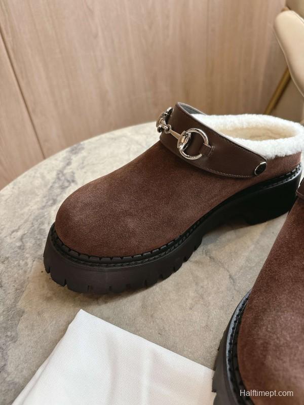 Gucci Shearling Mule with Horsebit Detail - LY00320