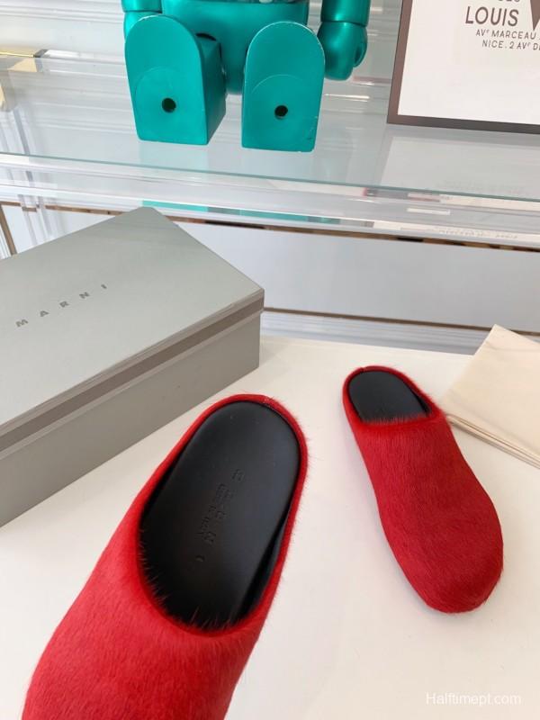 Marni 2025/ss Mule Shoes with Pony Hair Design - LY00
