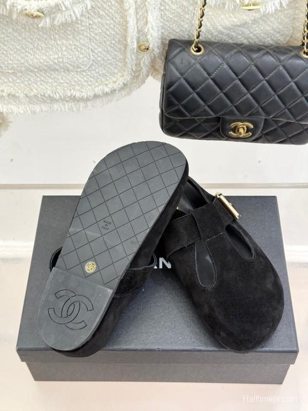 Chanel 2025 SS Minimalist Retro Birkenstock Sandals Half-Slip - KFY00280