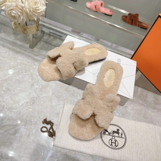 H Home Love Teddy Wool H Slippers Flat Sole Winter - LY00240