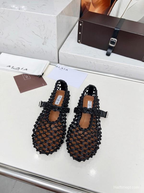 Alaia 2025SS Handwoven Ballet Dance Shoes with Inner Height Increase - LY00280