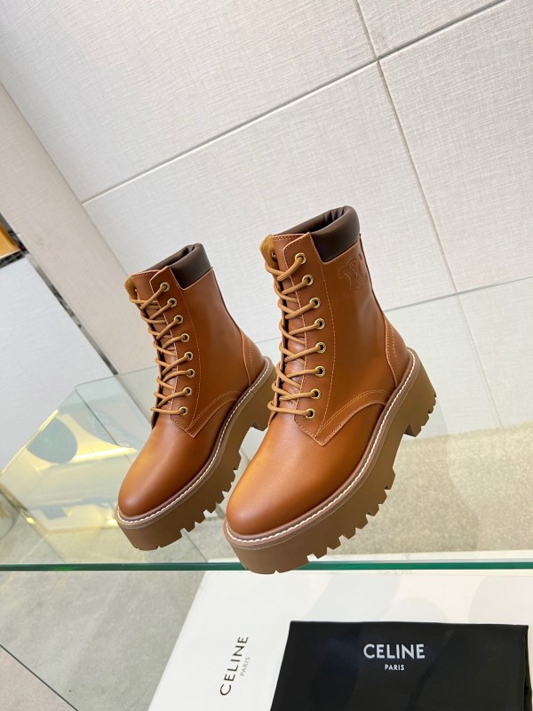 Celine BULKY TRIOMPHE Lace-Up Boots with Calfskin Upper - L Y00340