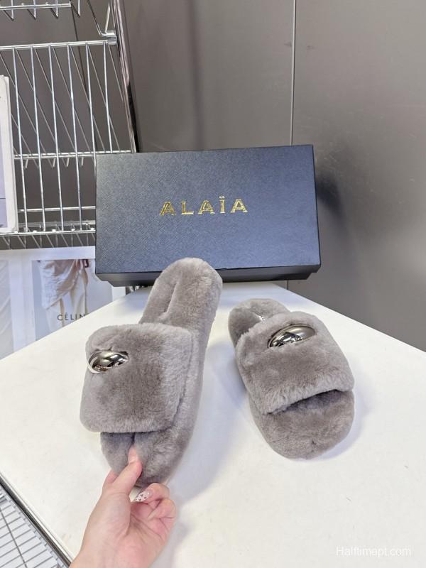 ALAÏA Fall/Winter 2025 Latest Fur Slippers - KFY00230