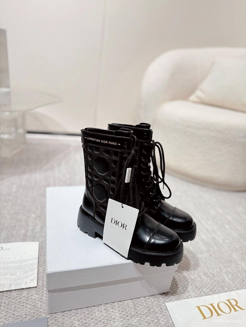 DIOR CHRONO Embroidered Motorcycle Ankle Boots - LY00400