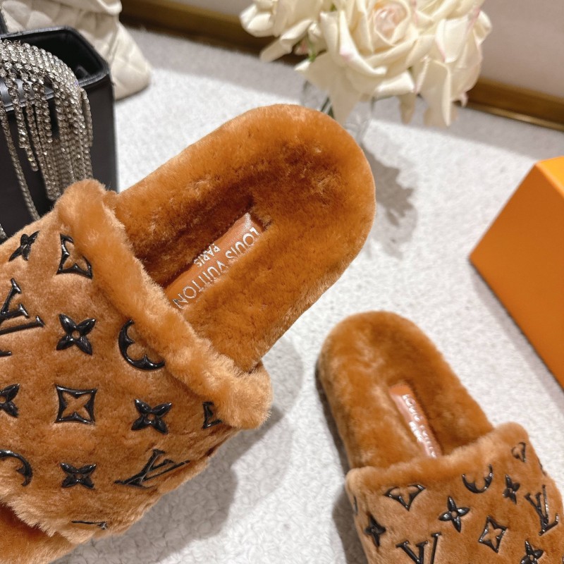 Lv 2025/ss Wool Slippers Comfortable Lazy Home Shoes - LY00240
