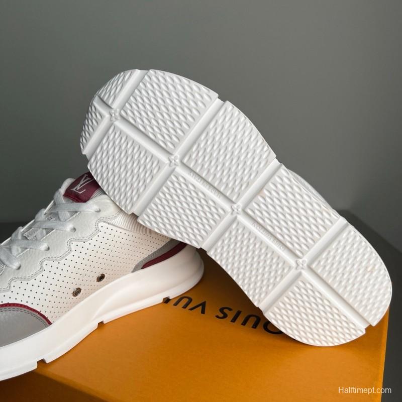 Lv Classic Leather Round Toe Lace-Up Low Top Casual Shoes for Men - YC