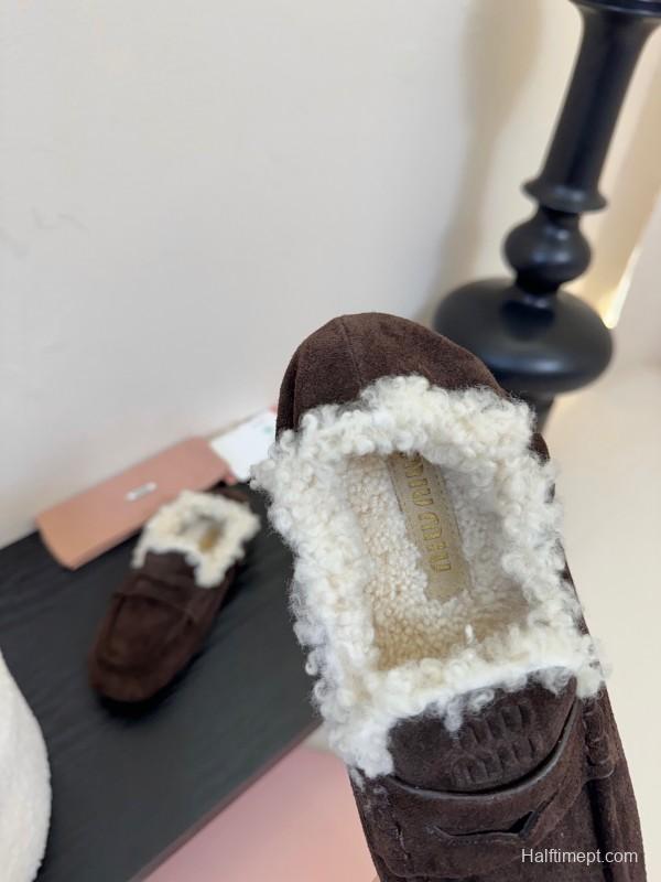 MIUMIU Platform Loafers with Wool Design - KFY00320