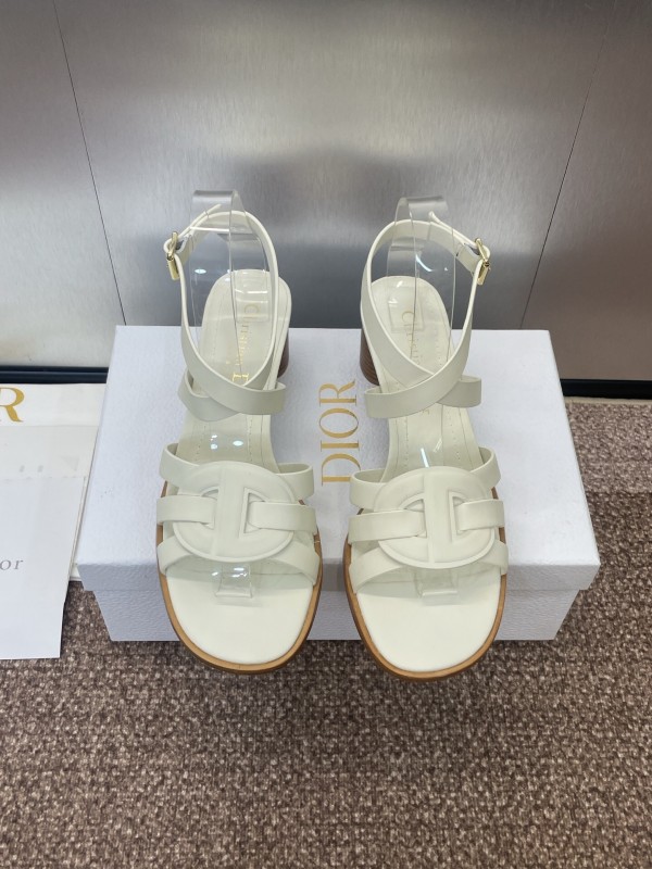Dior D-Club Jelly Color Hollow Layered Cross Strap Mid Heel Women Shoes - KFY00290