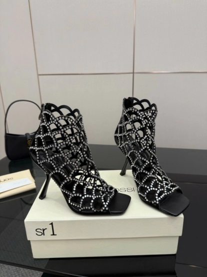 Sergio Rossi Mermaid Sandals 2025 SS Collection Fishnet High Heels - KFY00470