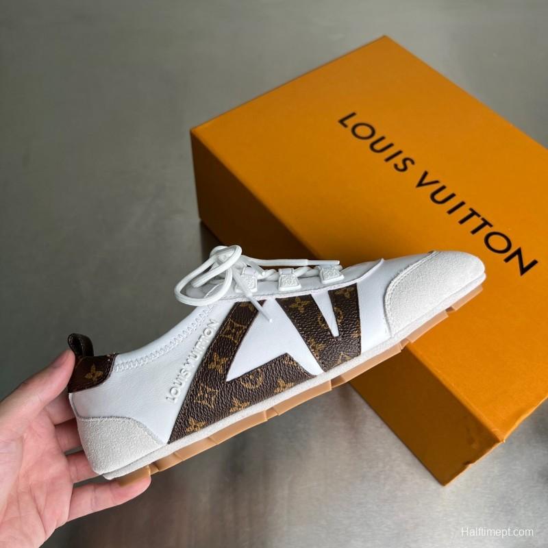 Lv Sneakerina 2025 SS Ballet Round Toe Lace-Up Low Top Lifestyle Casual Shoes - YC
