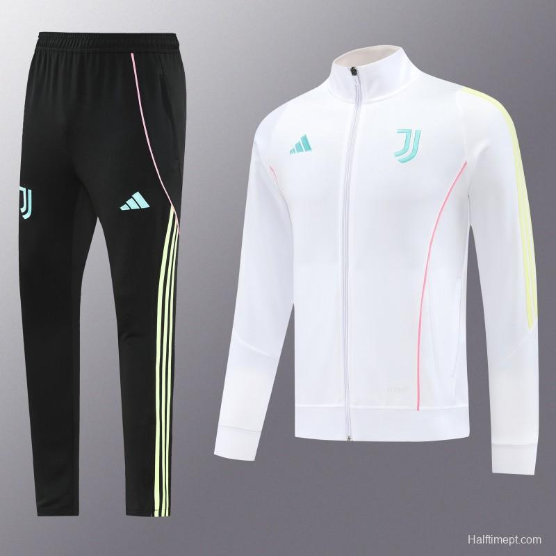 25/26  Juventus White  Full zipper Jacket Tracksuit+ long pants