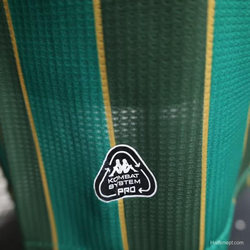 25/26 Player Version  JS Kabylie Home Green Yellow Vertical Stripes Jersey