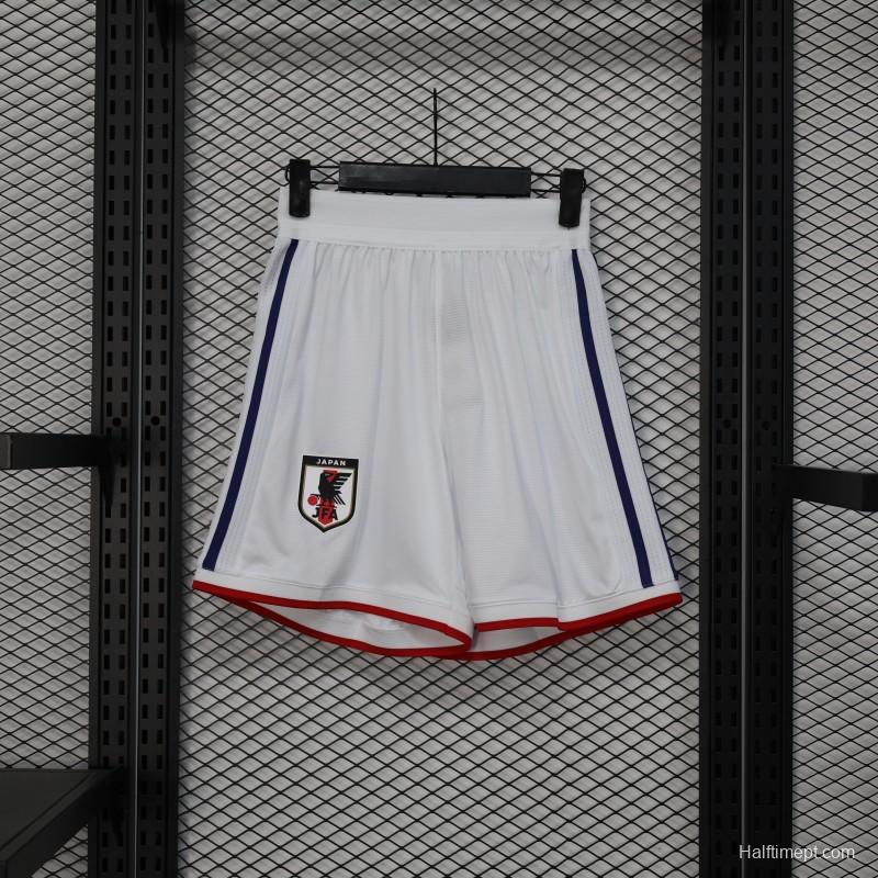 2026 Player Version Japan White with Navy Blue Stripes Shorts
