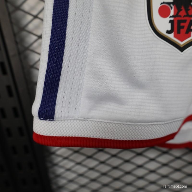 2026 Player Version Japan White with Navy Blue Stripes Shorts