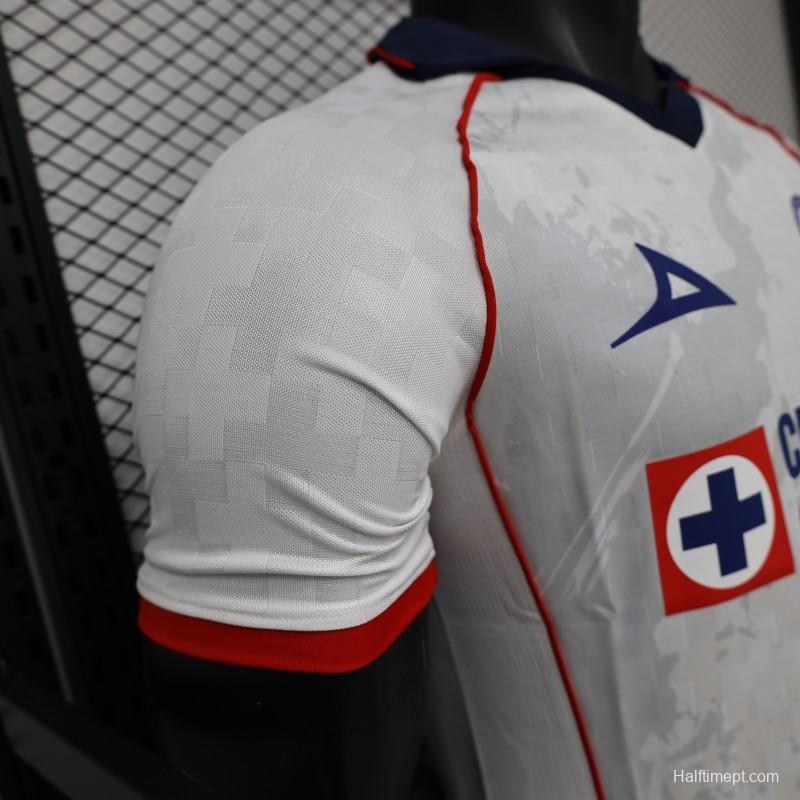 25/26 Player Version Cruz Azul White with Faint Grey Pattern Jersey