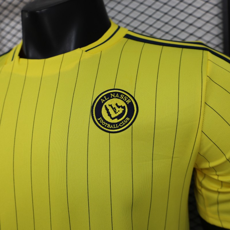 25/26 Player Version Al Nassr FC Yellow with Thin Black Pinstripes Jersey