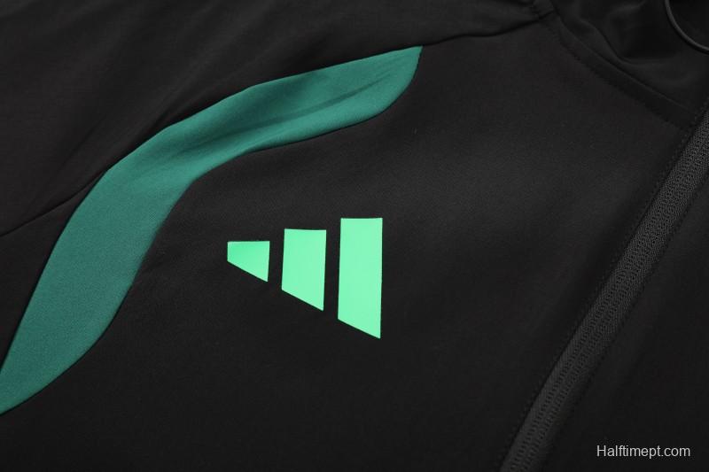 26/27  Mexico Black & Dark Green Full Zipper Hooded Jacket Tracksuit + Long Pants