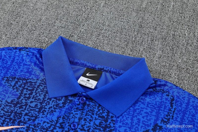 26/27  France  Blue Polo Training Shirt + Long Pants Tracksuit