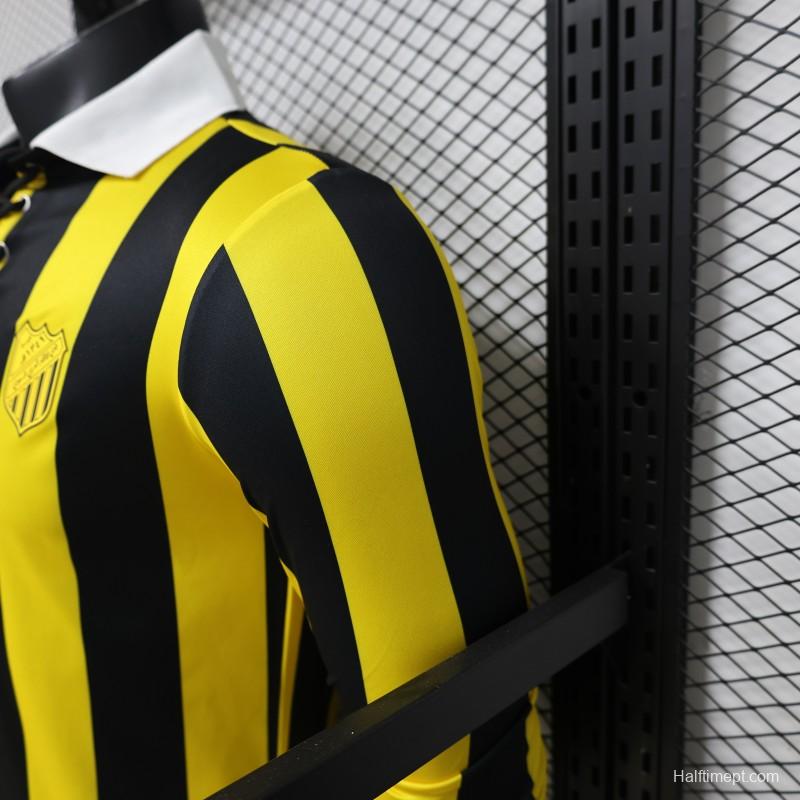 Player Version 2026 Peñarol Yellow & Black Vertical Stripes Long Sleeve Retro Heritage Jersey