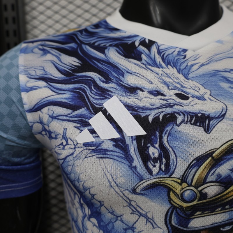 Player Version 2026 Japan Adidas Special Edition "Samurai Blue Dragon" Full Sublimation White Jersey