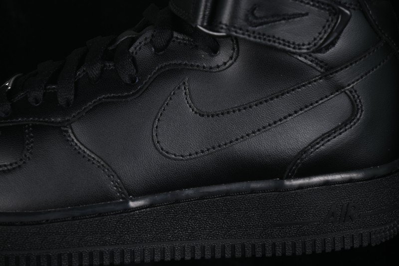 Nike Air Force 1 '07 Mid Black Casual Basketball Shoes with Leather Upper - CW2289-001