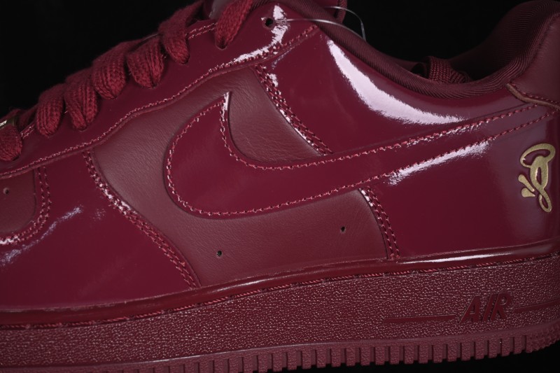 Nike Air Force 1 Low Central Cee Dark Beetroot Casual Sneakers with Patent Leather Upper - IO9970-638