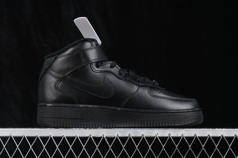 Nike Air Force 1 '07 Mid Black Casual Basketball Shoes with Leather Upper - CW2289-001