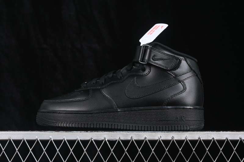 Nike Air Force 1 '07 Mid Black Casual Basketball Shoes with Leather Upper - CW2289-001