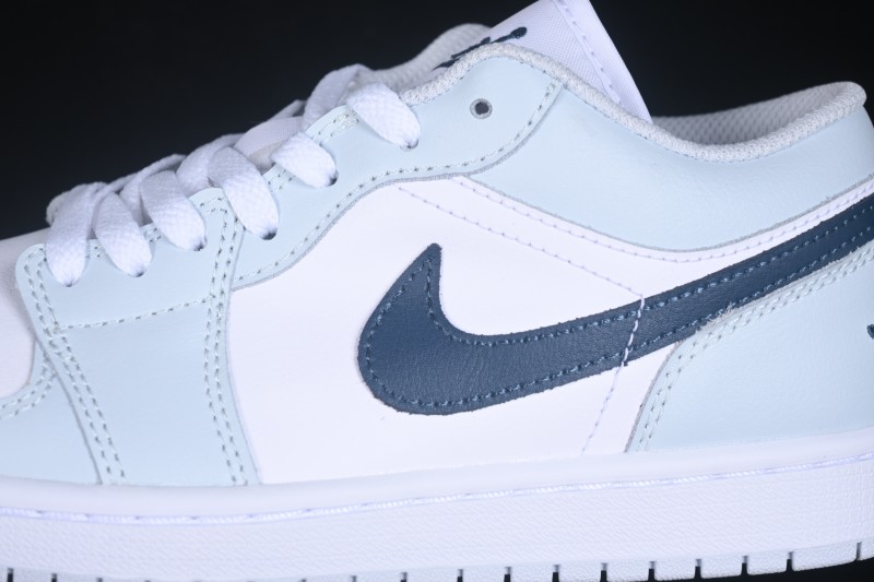 Nike Air Jordan 1 Low Retro Basketball Shoes with White Grey Blue Accents - 553558-400