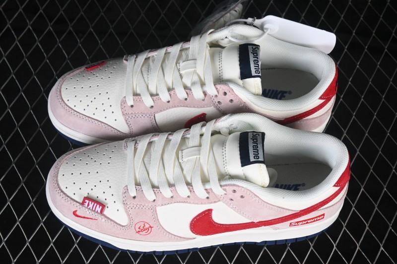 Nike SB Dunk Low Collaboration White Red Pink Premium Custom Skateboarding Shoes - XZ5899-112