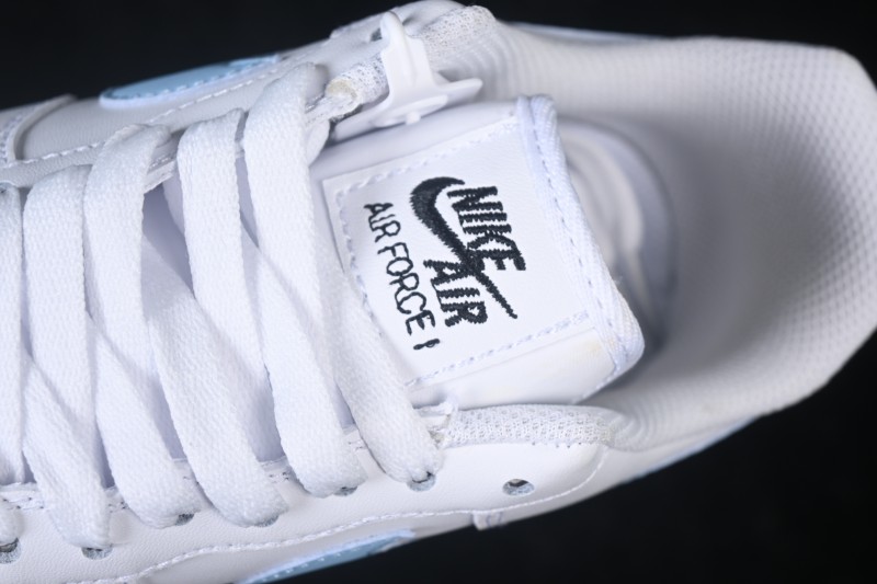 Nike Air Force 1 '07 Low Casual Basketball Shoes with White and Blue Swoosh and Full-Length Air Cushion - ZH0316-121