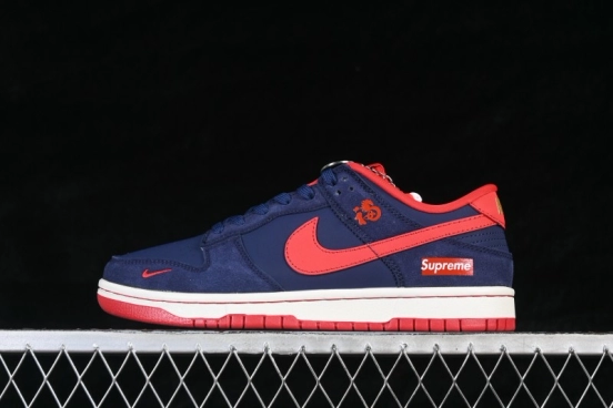 Nike SB Dunk Low Year of the Horse Deep Blue Crimson Custom Low-Top Casual Skateboarding Shoes - NH0601-487