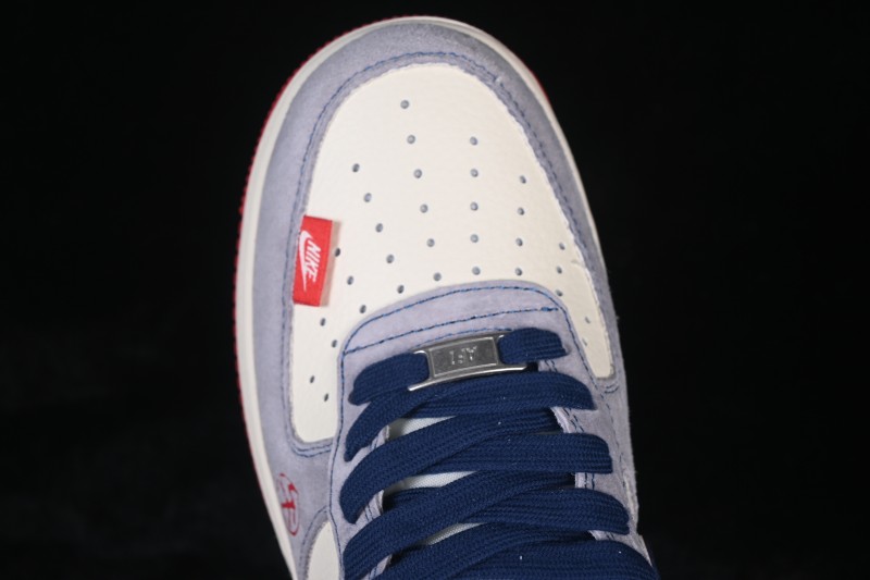 Nike Air Force 1 '07 Low Basketball Sneakers with Red and Blue Color Contrast - HT5088-625