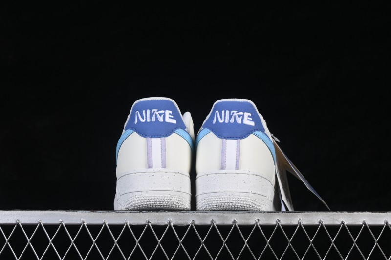 Nike Air Force 1 '07 Low Basketball Shoes with Dual Swoosh Design in White and Blue - DO9786-100