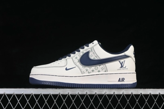 Nike Air Force 1 '07 Low Louis Vuitton Collaboration Deep Blue Classic Monogram Casual Sneakers - HH7518-078