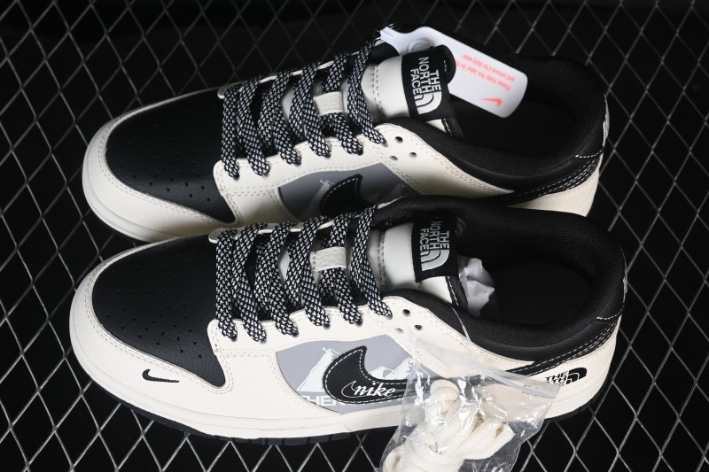 Nike SB Dunk Low North Face Collaboration White Black Snow Mountain Custom Low-Top Skateboarding Shoes - DS6608-023