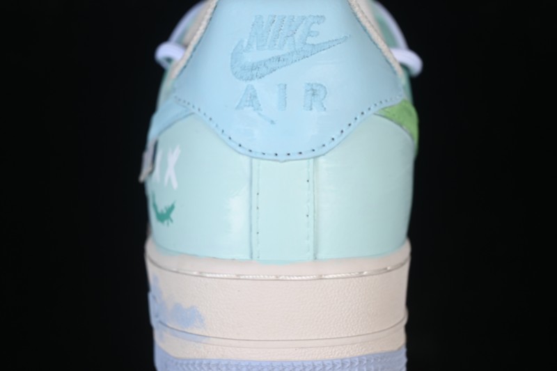 Nike Air Force 1 '07 Low Hand-Painted Graffiti Mint Haze Casual Sneakers - DB3301-919