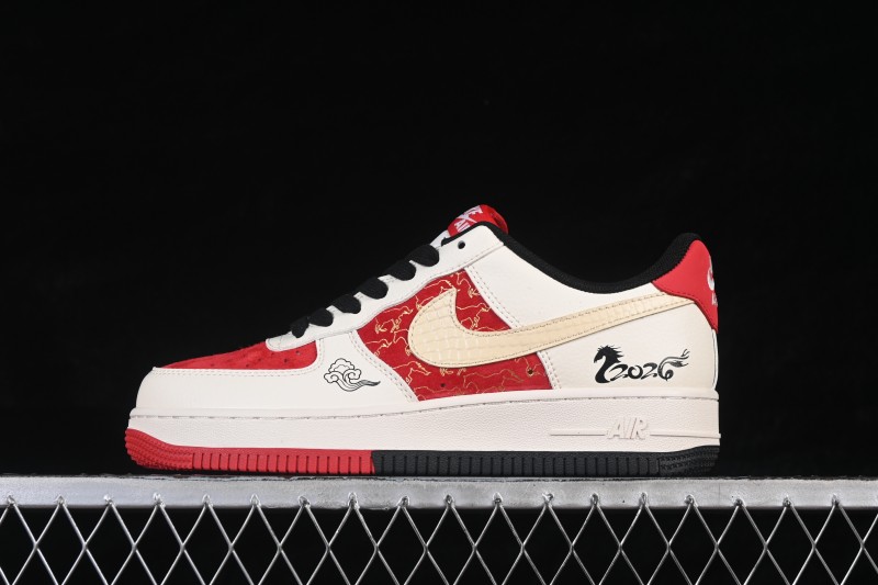 Nike Air Force 1 '07 Low Red and White Contrast Color Casual Skateboarding Shoes - JP2026-156
