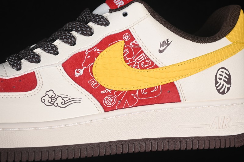Nike Air Force 1 '07 Low Casual Sneakers with Red White Yellow Color Blocking - JP2026-155