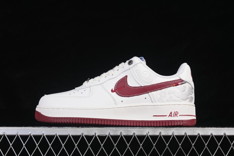 Nike Air Force 1 '07 Low Year of the Horse Limited Edition White Red Retro Basketball Sneakers with Air Cushioning - DD1982-348