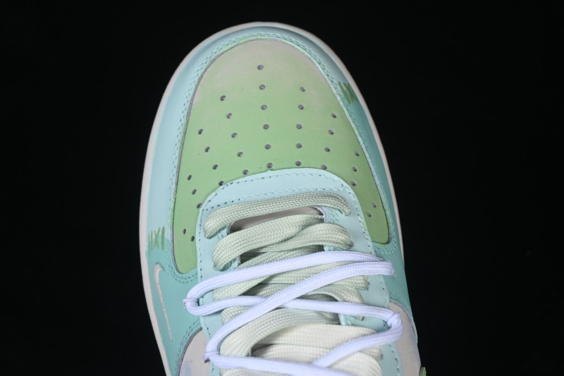 Nike Air Force 1 '07 Low Hand-Painted Graffiti Mint Haze Casual Sneakers - DB3301-919