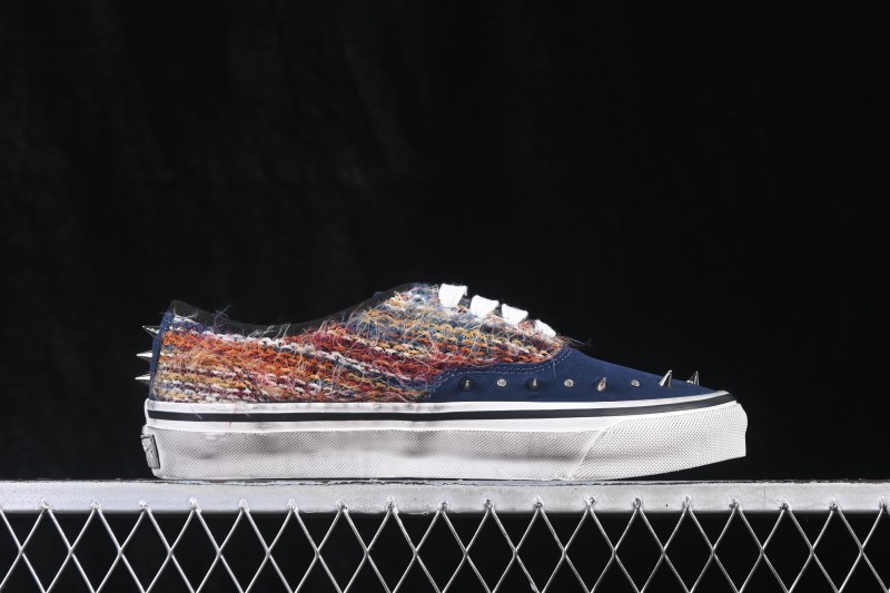 Vans Premium Authentic 44 Punk Style Low-Top Skate Shoes with Mixed Mohair and Studded Accents - VN000DB8BER
