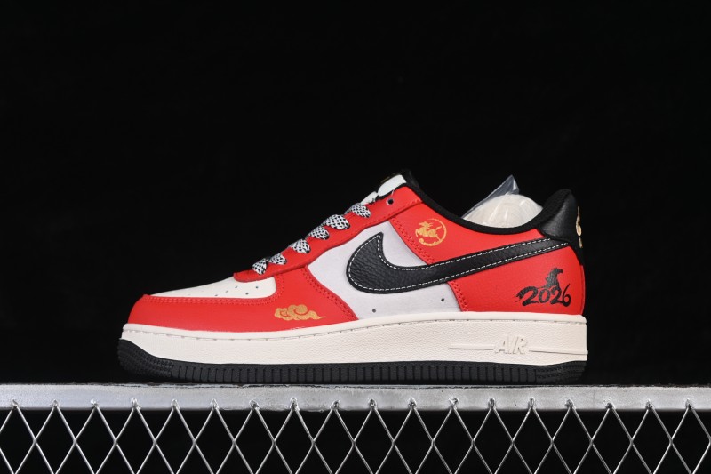Nike Air Force 1 '07 Low Year of the Horse Limited Edition Cloud Pattern Black Red Casual Skateboarding Shoes - MZ9588-818