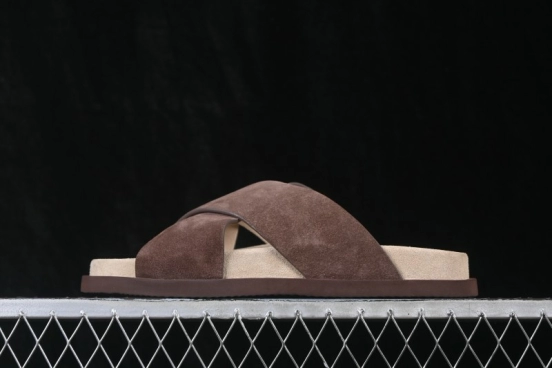 Brunello Cucinelli Suede Flat Slip-On Open Toe One-Band Slippers - MZUSOLY327CAY70 BROWN