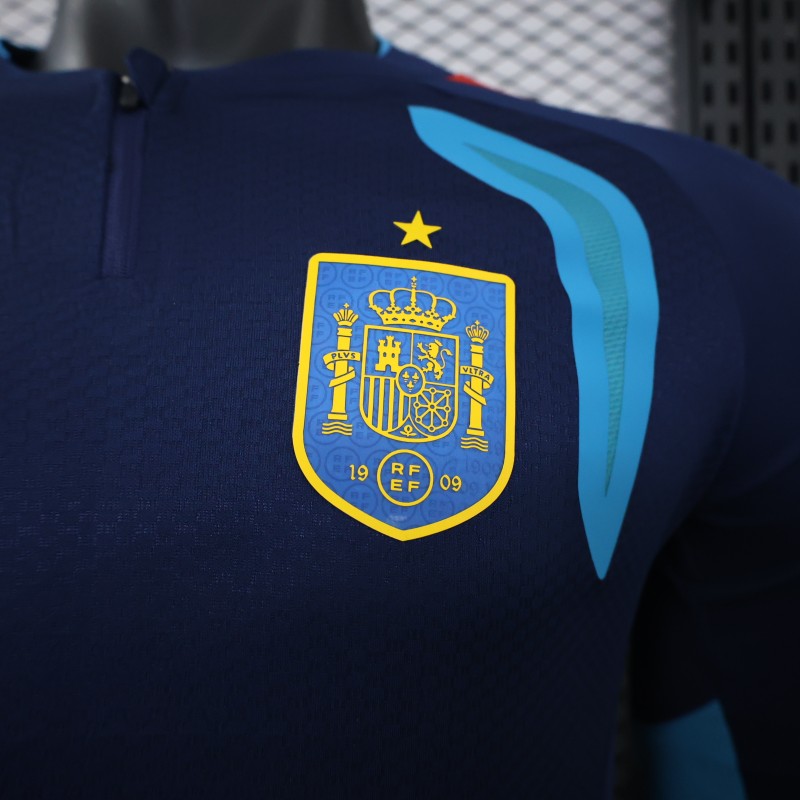 Player Version 2026 Spain Away Navy Blue Long Sleeve Jersey